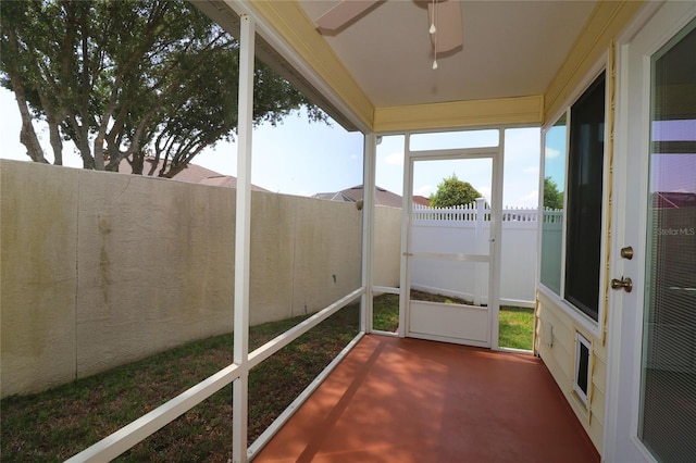 1482 Azteca Loop, The Villages, FL 32162 - unfurnished sunroom with a wealth of natural light and ceiling fan