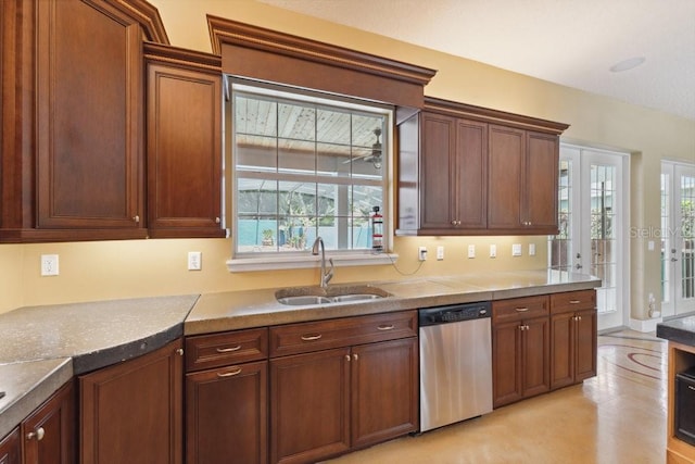 kitchen with stainless steel dishwasher and a sink