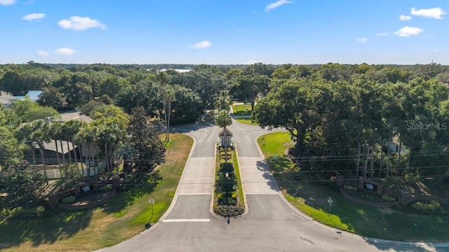 bird's eye view featuring a view of trees