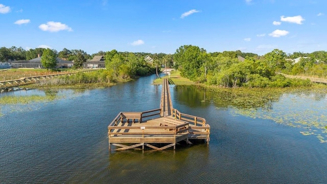 view of dock featuring a water view