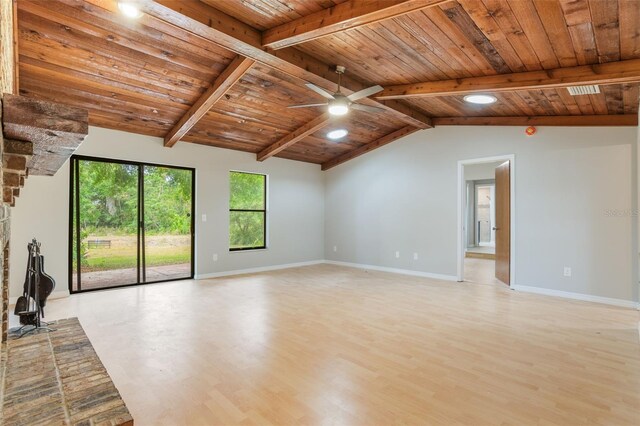 8410 Lake Bosse Dr, Orlando, FL 32810 - unfurnished living room featuring wood ceiling, light wood-style floors, ceiling fan, and baseboards