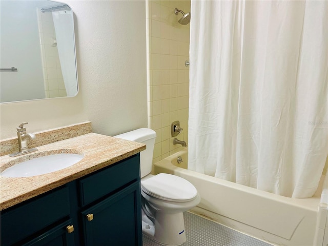 8410 Lake Bosse Dr, Orlando, FL 32810 - full bathroom with vanity, toilet, and shower / bathtub combination with curtain
