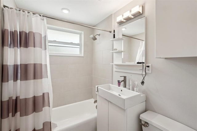 4125 Worcester Rd, Sarasota, FL 34231 - full bathroom with shower / bathtub combination with curtain, toilet, and vanity