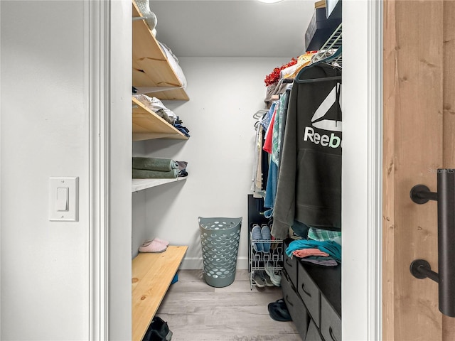 spacious closet featuring wood finished floors