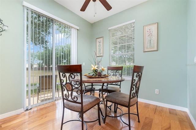 866 Ashworth Overlook Dr Unit B, Apopka, FL 32712 - dining area featuring a ceiling fan, light wood finished floors, and baseboards