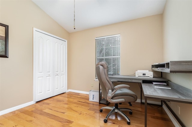 866 Ashworth Overlook Dr Unit B, Apopka, FL 32712 - office featuring light wood finished floors, lofted ceiling, and baseboards