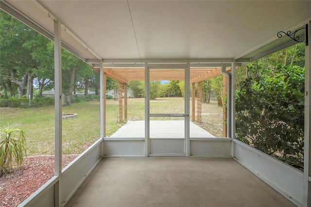 view of unfurnished sunroom