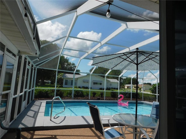 17819 SE 105th Ct, Summerfield, FL 34491 - swimming pool featuring a patio and glass enclosure