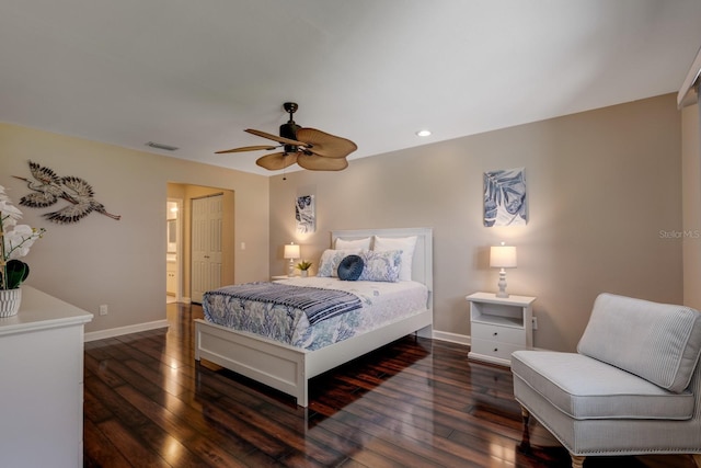 8738 SW 95th Ln Unit B, Ocala, FL 34481 - bedroom featuring hardwood / wood-style flooring, recessed lighting, and ceiling fan