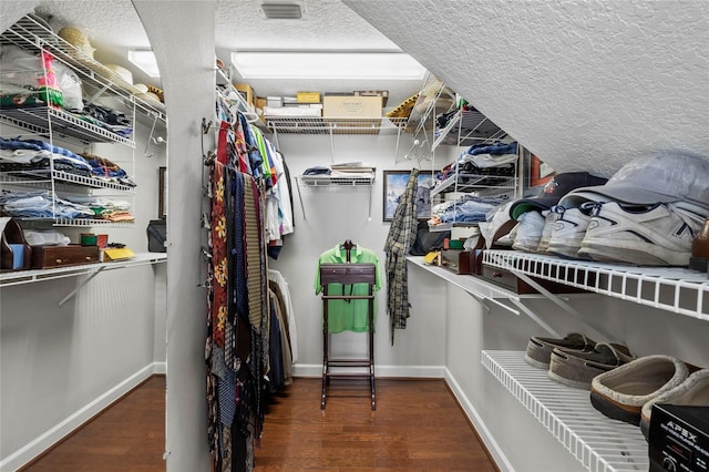 walk in closet featuring wood finished floors