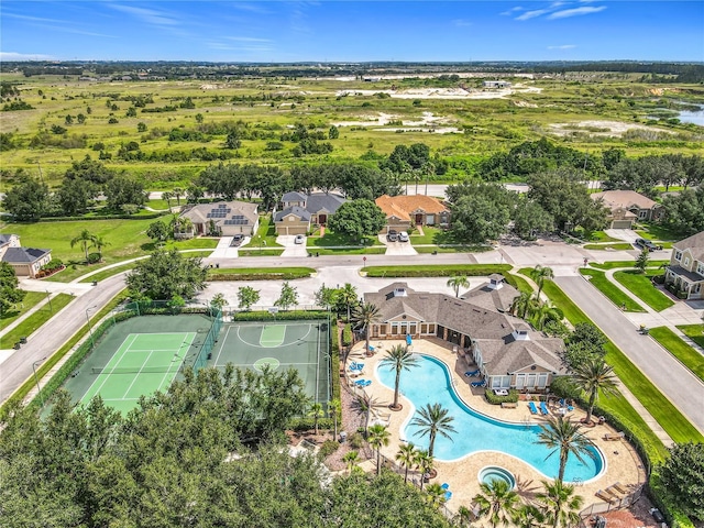 3731 Peaceful Valley Dr, Clermont, FL 34711 - aerial perspective of suburban area with a pool area