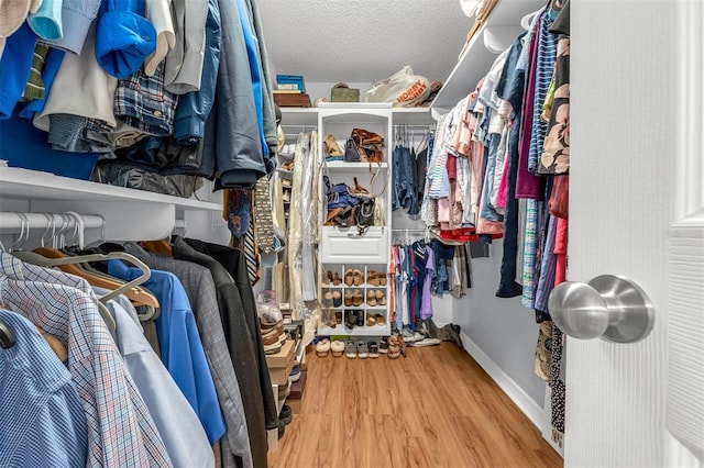 walk in closet featuring wood finished floors