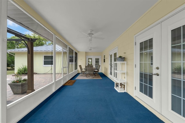 unfurnished sunroom with french doors and healthy amount of natural light