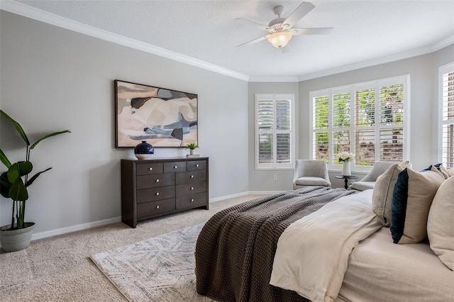 1027 Timbervale Trl, Clermont, FL 34715 - carpeted bedroom with ornamental molding and a ceiling fan