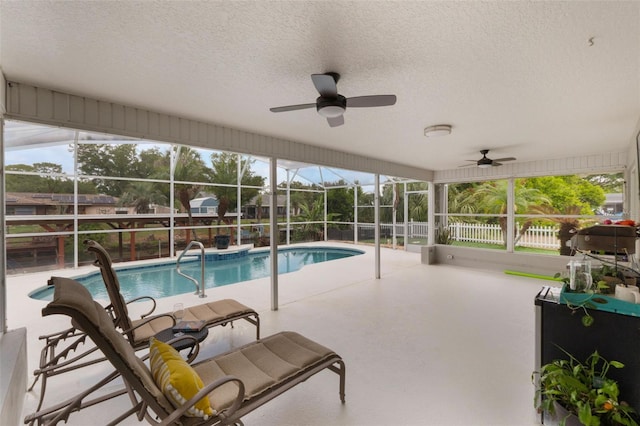 12401 Blue Heron Way, Leesburg, FL 34788 - view of pool with a ceiling fan, a patio area, and a lanai