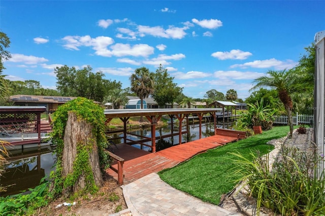 12401 Blue Heron Way, Leesburg, FL 34788 - dock area featuring a water view and boat lift
