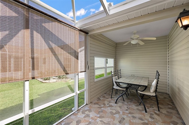 2096 Callaway Dr, The Villages, FL 32162 - sunroom / solarium with ceiling fan and outdoor dining area