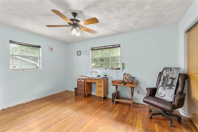 800 Jefferis Ct, Eustis, FL 32726 - office area with light wood finished floors, baseboards, and ceiling fan