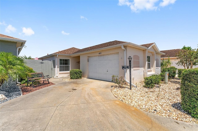 403 Duarte Ln, The Villages, FL 32159 - ranch-style house with a garage, stucco siding, and concrete driveway