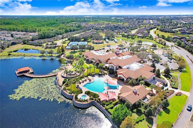 503 Vigo St, Davenport, FL 33837 - aerial perspective of suburban area with a large body of water and a pool