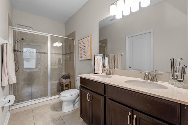 14430 Desert Haven St Unit 4302, Windermere, FL 34786 - bathroom with a stall shower, tile patterned flooring, toilet, and double vanity
