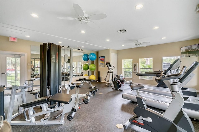 14430 Desert Haven St Unit 4302, Windermere, FL 34786 - workout area with ceiling fan, recessed lighting, and baseboards