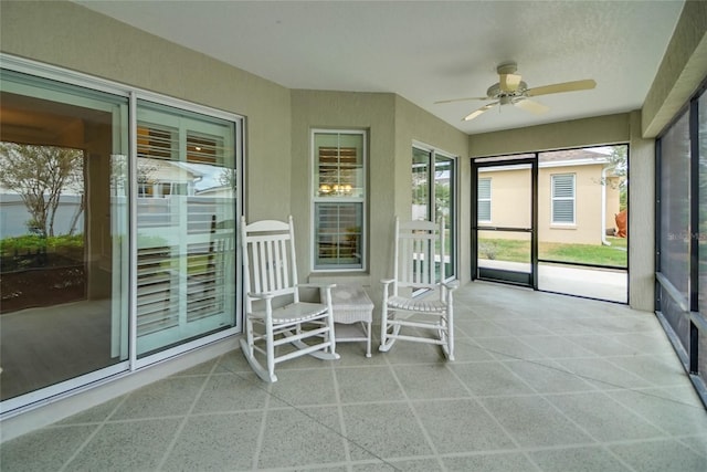 1828 Hollow Branch Way, The Villages, FL 32162 - sunroom featuring ceiling fan