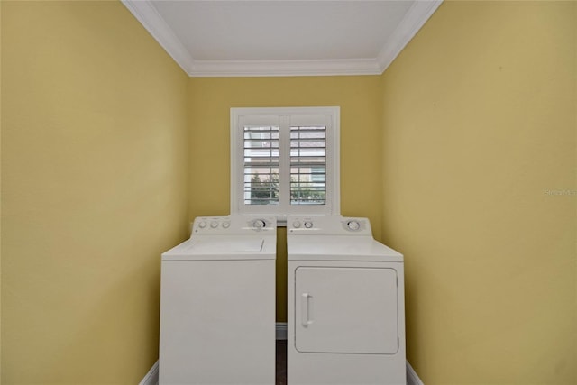 1828 Hollow Branch Way, The Villages, FL 32162 - washroom with separate washer and dryer and crown molding