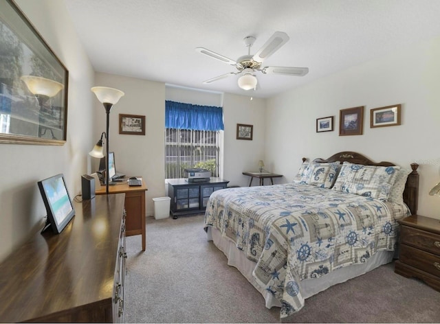 239 Juniper Way, Tavares, FL 32778 - bedroom featuring light carpet, an office area, and ceiling fan