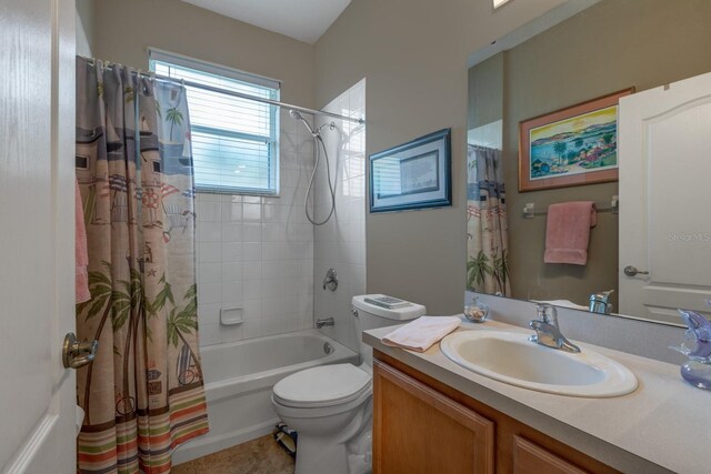 3141 Brighton Rd, Eustis, FL 32726 - bathroom featuring shower / bathtub combination with curtain, vanity, and toilet