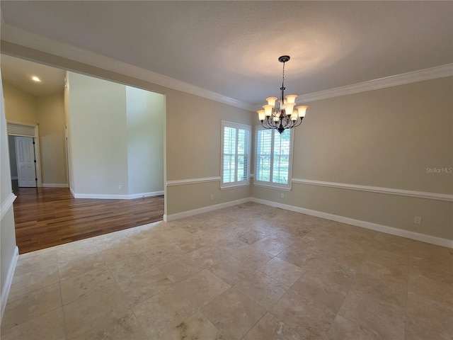 8719 Kenmure Cv, Orlando, FL 32836 - unfurnished room featuring a chandelier, crown molding, and baseboards