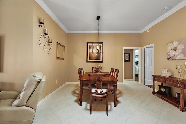 1053 Alcove Loop, The Villages, FL 32162 - dining room featuring ornamental molding, a chandelier, light tile patterned floors, and baseboards