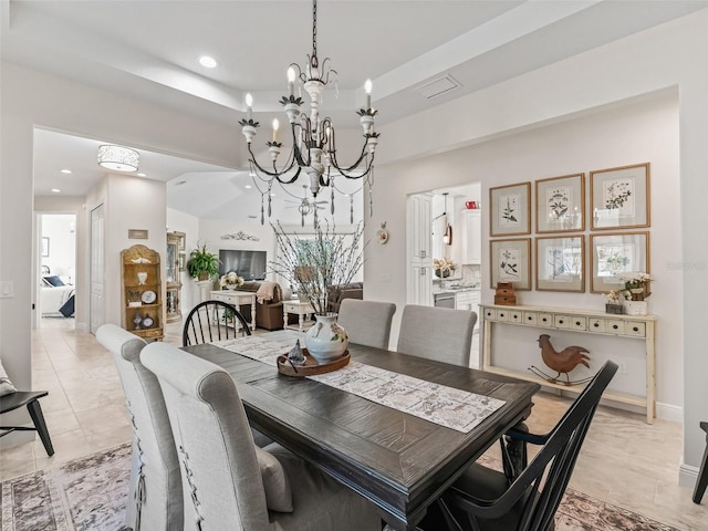 563 Dowling Cir, Lady Lake, FL 32159 - dining space with a chandelier, recessed lighting, and baseboards