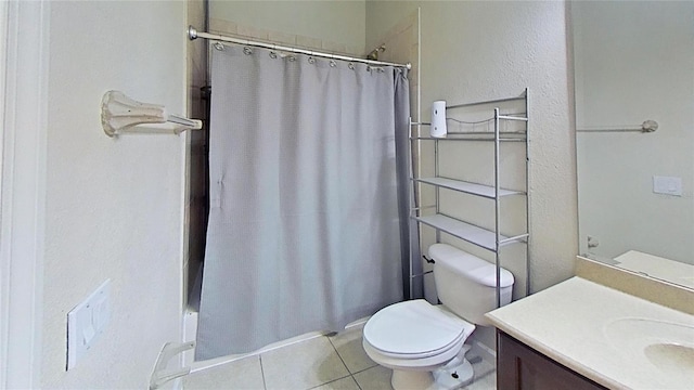 108 Whispering Pines Way, Davenport, FL 33837 - full bathroom with vanity, a shower with curtain, toilet, and tile patterned floors
