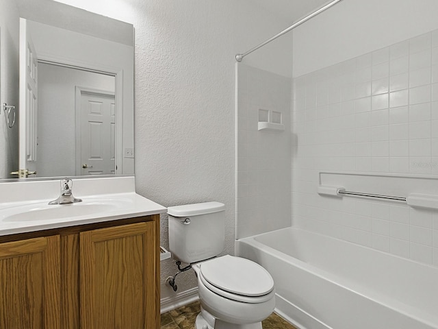 8601 SE 133rd St, Summerfield, FL 34491 - bathroom featuring toilet, vanity, a textured wall, and shower / washtub combination