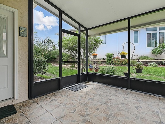 view of unfurnished sunroom