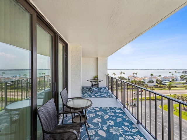 balcony with a water view