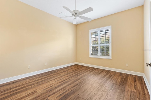 1123 Barnacle Ter, The Villages, FL 32162 - unfurnished room with dark wood-style flooring, baseboards, and ceiling fan