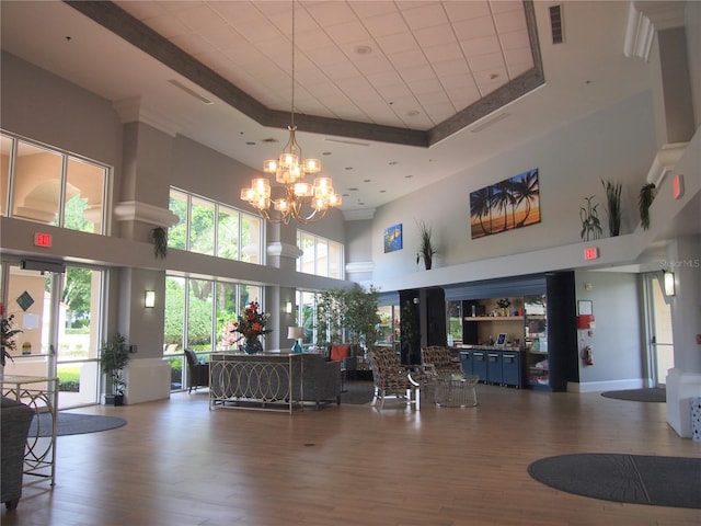 community lobby featuring a high ceiling