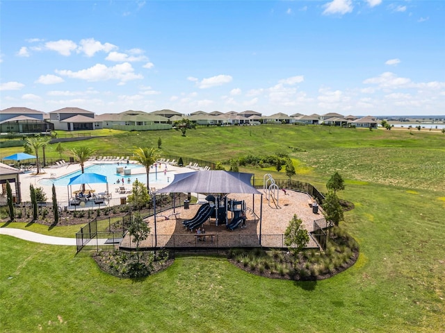 view of pool featuring a residential view