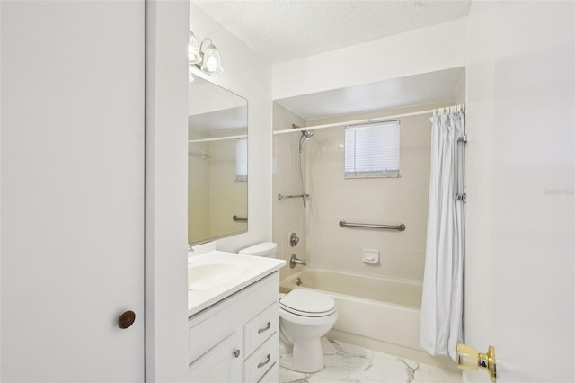 11214 SW 77th Ct, Ocala, FL 34476 - full bath with toilet, vanity, shower / bath combo with shower curtain, and marble finish floors