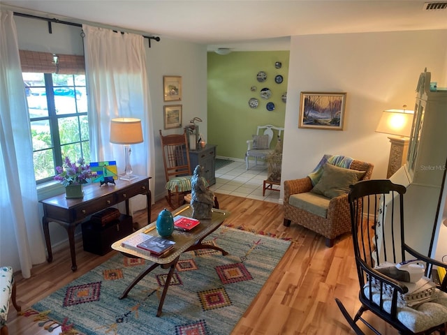 living room with wood finished floors