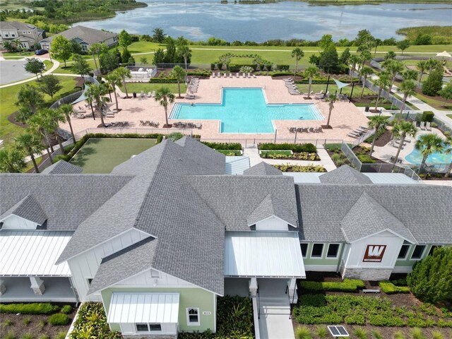 2552 Chickasaw Plum Loop, Clermont, FL 34711 - aerial view of a pool area and a large body of water