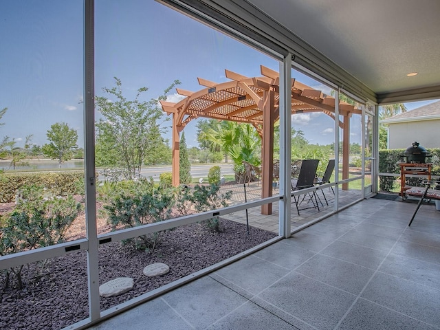 3136 Vandenberg Ct, The Villages, FL 32163 - view of patio / terrace featuring a pergola and a water view