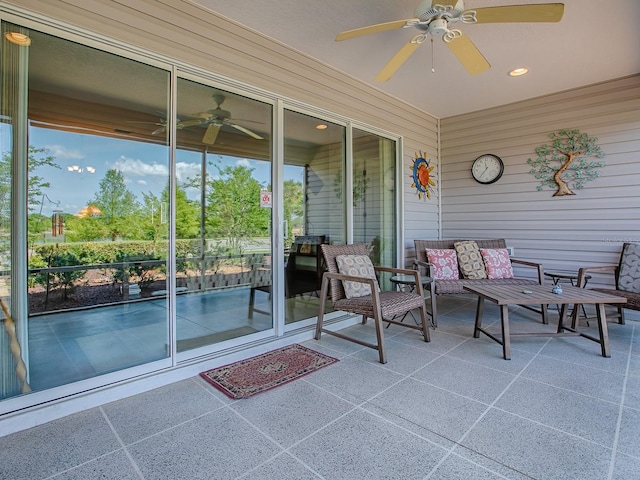 3136 Vandenberg Ct, The Villages, FL 32163 - view of patio featuring a ceiling fan