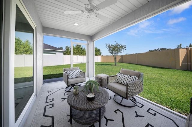 4451 Elijah Loop, The Villages, FL 32163 - sunroom / solarium featuring ceiling fan