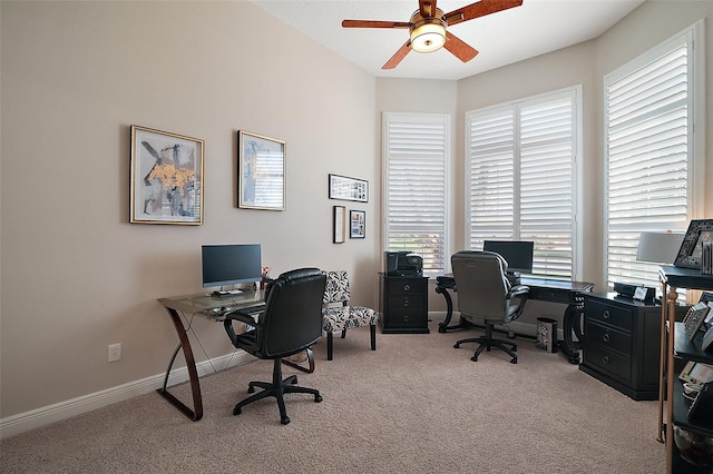2204 Baypoint Way, The Villages, FL 32162 - carpeted home office featuring a ceiling fan and baseboards