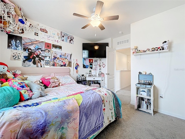 1042 Lido Dr, Howey In The Hills, FL 34737 - bedroom with carpet flooring, baseboards, and ceiling fan