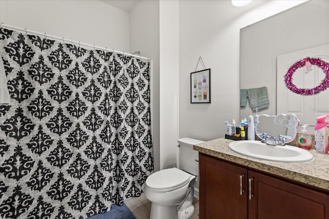 4869 Grassendale Ter, Sanford, FL 32771 - full bathroom with vanity, toilet, tile patterned floors, and a shower with shower curtain