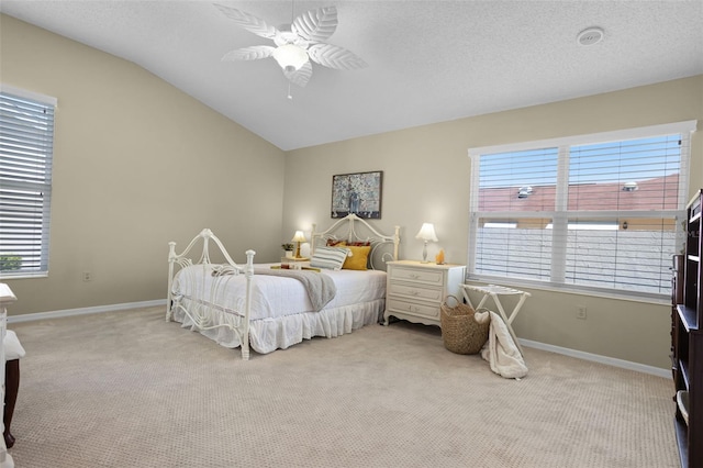 815 Cortez Ave, The Villages, FL 32159 - bedroom with carpet flooring, lofted ceiling, and ceiling fan